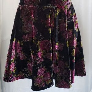 American Rag Velvet Black Floral Skater Skirt
